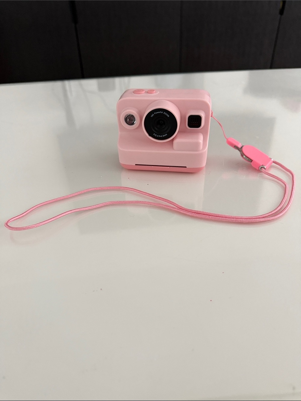 Compact Pink Paper printout Camera with Strap